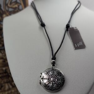 J. Jill Black Cord Silver Locket Necklace